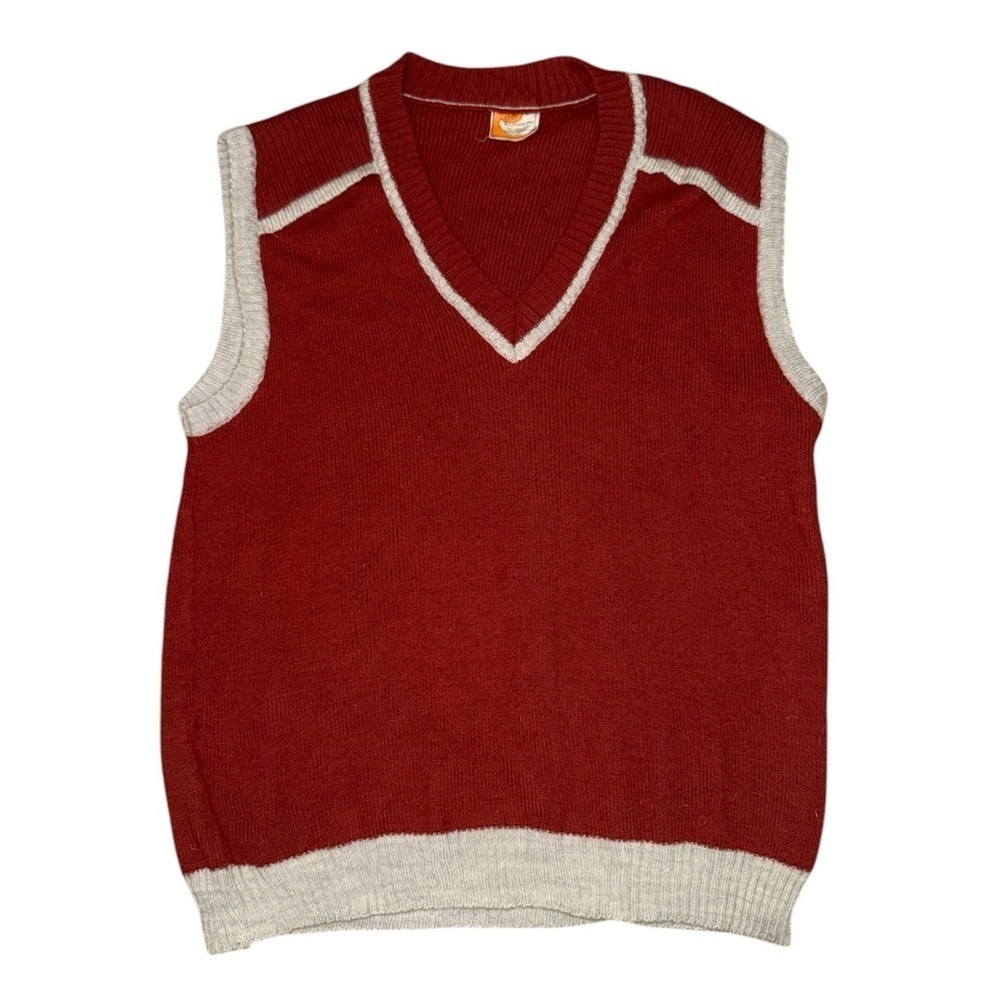 Modeta vintage red cream sweater vest women’s sweater vest size large
